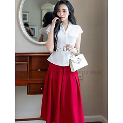 Set áo váy vest trắng đỏ NGADO , set áo váy vest , set công sở