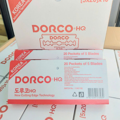 Vỉ 100 hộp lưỡi lam Dorco HQ màu đỏ ( Dao lam Dorco Đỏ)