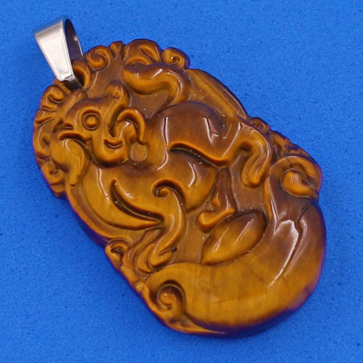 Mặt dây chuyền tuổi Tuất đá mắt hổ 3.6cm - Mặt size nhỏ