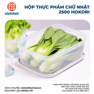 Combo 3 Hộp Đựng Thực Phẩm Chữ Nhật 750-1500-2500 ml Hokori - Hàng Chính Hãng ( màu ngẫu nhiên)