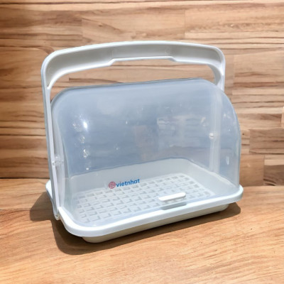 Giỏ Khay đựng đồ có nắp chống côn trùng- Khay úp ly có nắp đậy quai xách gọn gàng tiện lợi