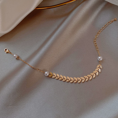 Combo lắc tay chiếc lá, Phong cách Hàn Quốc, hợp kim mạ vàng 18K, Khóa càng cua tiện dụng, thiết kế đơn giản, kèm hộp đựng Hoa Hồng, mẫu CrownX.436B.1