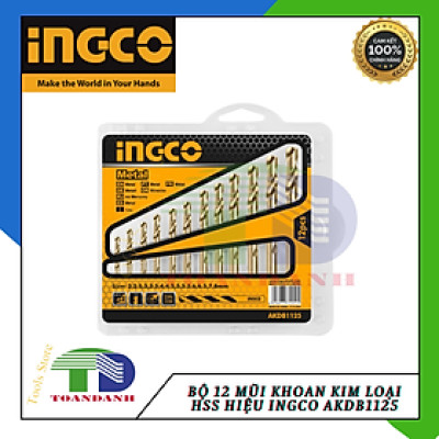 Bộ 12 mũi khoan kim loại HSS hiệu Ingco AKDB1125