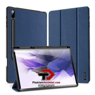 Bao da dành cho Samsung Tab S8 Plus/ S7 Plus/ S7 FE DOMO Series Lưng Dẻo Vải Jean Khay Bút - Hàng chính hãng