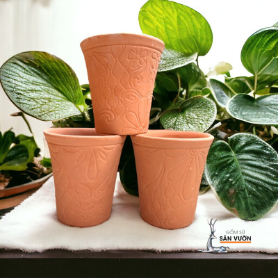 Chậu Gốm Đất Nung Vót Miệng Loe  D15cm X  H16cm