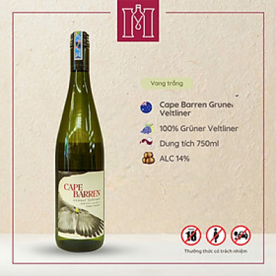 Rượu vang trắng Úc Cape Barren Adelaide Hills Gruner Veltliner 750ml 14% nhập khẩu - Hàng chính hãng