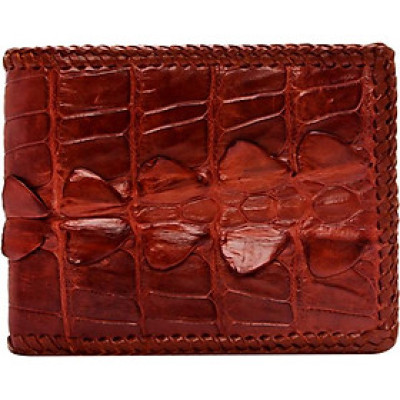 Ví Nam Da Cá Sấu Đan Viền Gai Huy Hoàng HT2223 (12.5 x 10 cm) - Nâu Đất