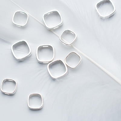 Combo 2 cái charm bạc viền vuông bo cạnh để lồng hạt vào giữa - Ngọc Quý Gemstones