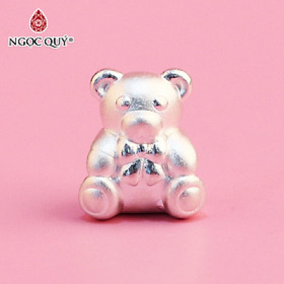 Charm bạc xỏ ngang gấu đáng yêu - Ngọc Quý Gemstones