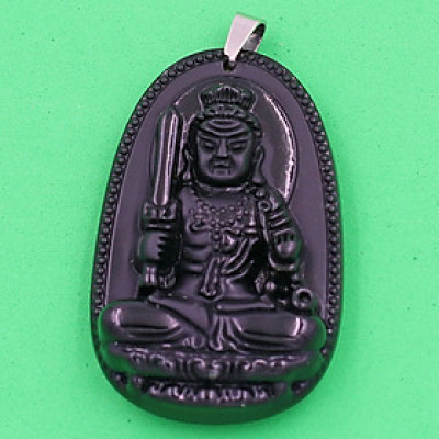 [Tuổi Dậu] Mặt Dây Chuyền Phật Bất Động Minh Vương Đá Thạch Anh Đen Size Nhỏ 3.6cm & Size Lớn 5cm- Tặng Kèm Móc Inox - Phong Thủy 868 - May Mắn - Bình An