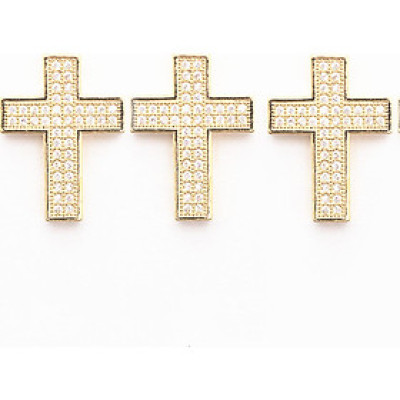 Combo 3 cái charm hợp kim đính đá thánh giá xỏ ngang - Ngọc Quý Gemstones