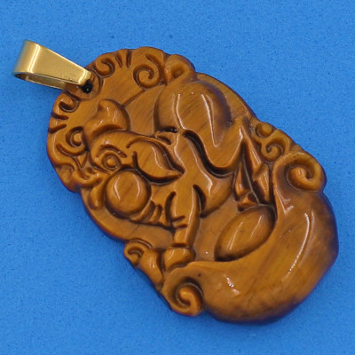 Mặt dây chuyền tuổi Hợi đá mắt hổ 3.6cm - Mặt size nhỏ - Linh Vật Tuổi Hợi