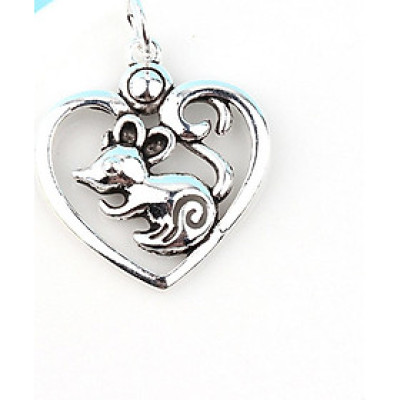 Charm bạc trái tim chứa chuột treo - Ngọc Quý Gemstones