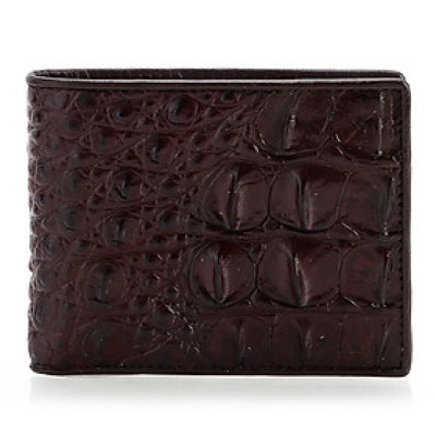 HJ2243 - Bóp nam Huy Hoàng da cá sấu gai lưng màu nâu đất