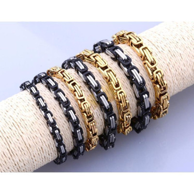 Vòng tay nam - Lắc tay nam titan cao cấp đẹp sang trọng inox ziczac vuông trangsucpt cỡ 9mm PTLTNA79