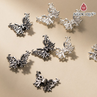 Charm bạc hình con bướm xỏ ngang - Ngọc Quý Gemstones