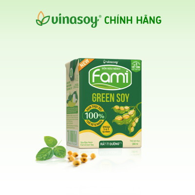 Thùng sữa đậu nành Vinasoy Fami Green soy rất ít đường (**) (36 hộp x 180ml)