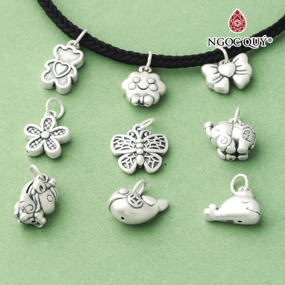 Charm bạc hình hoa đào dễ thương treo - Ngọc Quý Gemstones