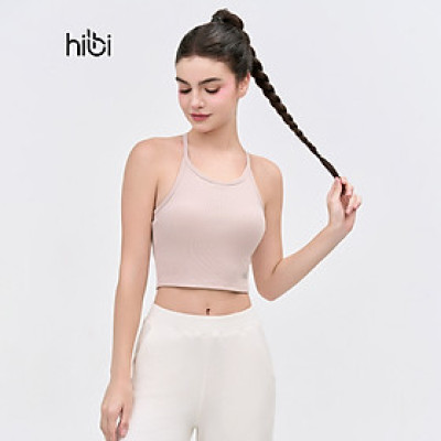 Áo croptop tập Yoga Gym Hibi Sports CR835, kiểu ba lỗ 2 dây vải thun gân, kèm mút ngực