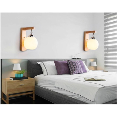 Đèn treo tường khung gỗ chao trắng thả - C6602,đèn gắn tường, đèn trang trí,đèn thả DT