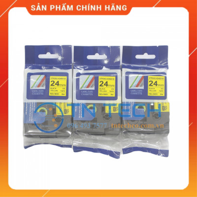 Nhãn In HZE-S651 - Đen nền vàng 24mm x 8m - Dùng cho máy in BROTHER - AIMO - PUTY [Hàng nhập khẩu]