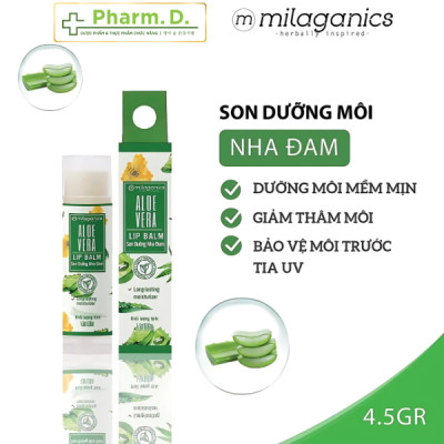 Milaganics [CHÍNH HÃNG] Combo 2 Cây Son Dưỡng Ẩm Nha Đam & Dừa 4.5g - Son Dưỡng Môi An Toàn Không Chì Dưỡng Ẩm Tối Ưu Cho Môi Nhạy Cảm