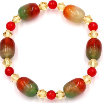 Chuỗi tay đá thạch anh đỏ xanh FSOXO4