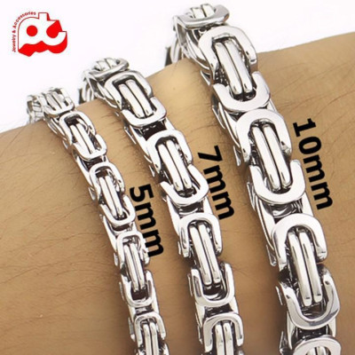 Lắc tay thép không gỉ titan nam cao cấp đẹp ziczac vuông trangsucpt kích cỡ 5mm màu trắng PTLTNA85