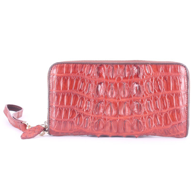 HJ3237-38-39-40 - Bóp da cá sấu 1 khóa gai đen, nâu đỏ, vàng, nâu đất