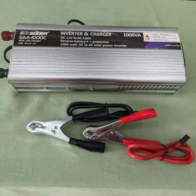 Kích đổi điện 12V sang 220V Hãng Suoer 1000W 2IN1 kiêm sạc Bình ắc quy thông minh, tự ngắt khi đầy Bản Cao Cấp
