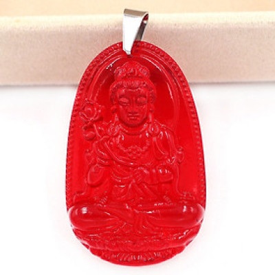 [Tuổi Ngọ] Mặt Dây Chuyền Phật Đại Thế Chí Bồ Tát Đá Pha Lê Đỏ Size Nhỏ 3.6cm & Size Lớn 5cm- Tặng Kèm Móc Inox - Phong Thủy 868 - May Mắn - Bình An