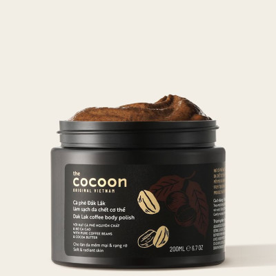 Combo Cà phê Đắk Lắk làm sạch da chết cơ thể Cocoon 200ml + Son tẩy da chết môi cà phê Đắk Lắk Cocoon 5g