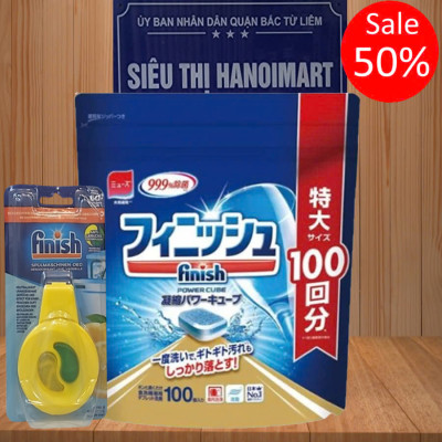 combo treo khử mùi + hộp 100 viên rủă chén bát finish allin1