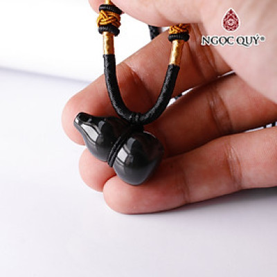 Mặt dây chuyền hồ lô đá obsidan hợp mệnh thủy, mộc - Ngọc Quý Gemstones