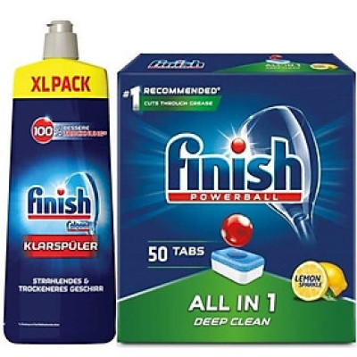 50 Viên rửa chén bát finish All in one + 750 ml Nước làm bóng chén finish