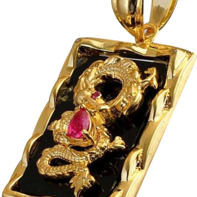 Dây Chuyền Nam Phong Thủy Rồng Vàng 3D MK128+MK70 (46 - 48 cm)