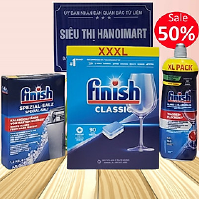 COMBO FINISH: VRB Classic 90 viên + Bóng 750ml + Muối 1,2kg + Dung dịch vệ sinh