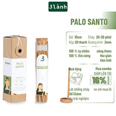 Nhang Thủ Công Palo Santo 3 Lành Hộp 30 Que 100 % Tự Nhiên Tặng Kèm Đế Chăm Không Hóa Chất Xông Thơm