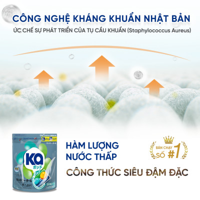 Viên Giặt Quần Áo loại bỏ mạt bụi KA pod Anti-dustmite 4trong1 diệt mạt bụi, làm sạch sâu, kháng khuẩn, giữ màu vải (18 Viên/ Hộp)