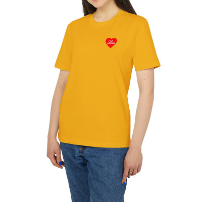 Áo Thun Nữ In Logo Trái Tim Love Cổ Tròn Tay Ngắn Màu Đen Trắng