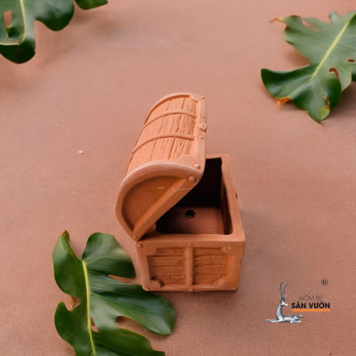 Chậu Gốm Đất Nung Hình Chiếc Rương Kho Báo