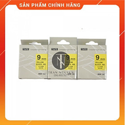 [Combo 3 hộp] Nhãn in Tepra SC9YW (LC-3YBW) - Chữ đen nền vàng 9mm x 8m - Hàng nhập khẩu