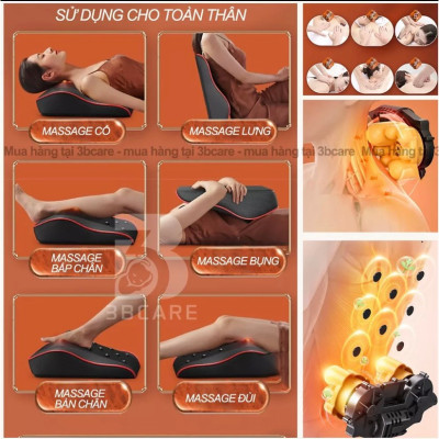Gối Massage Hồng Ngoại 8 Bi 2 Chiều Cao Cấp - Máy, Gối Mát Xa Cổ Vai Gáy Chính Hãng Công Nghệ Nhật Bản, Bảo Hành 12tháng