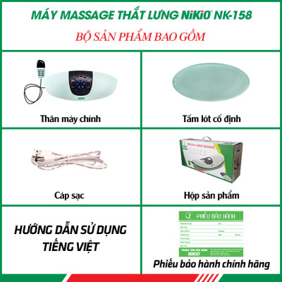 Máy Massage Lưng Nikio NK-158 - Túi Khí Nâng Đỡ Và Kéo Giãn Cột Sống Lưng, Hỗ Trợ Cải Thiện Bệnh Thoát Vị Đĩa Đệm, Thoái Hóa Đốt Sống, Công Nghệ Xung Điện, Rung Và Nhiệt Sưởi Ấm Làm Giảm Đau Nhức Lưng