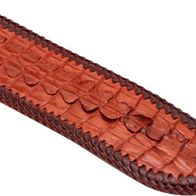 Thắt Lưng Nam Da Cá Sấu Nguyên Con Lớn Đầu Cá Sấu Huy Hoàng HT4253 - Nâu Đỏ