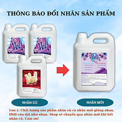 Combo Can Nước xả vải VEL ĐẬM ĐẶC Khử mùi, Lưu hương lâu sau sấy 5 LÍT Tiết Kiệm