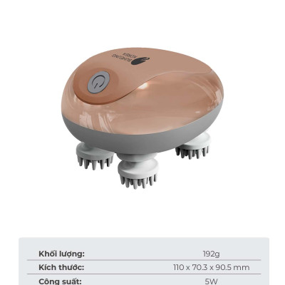 Máy Massage Đầu Buheung MK-341, công suất 5W, 4 đầu massage silicon đa điểm, BH chính hãng 12 tháng