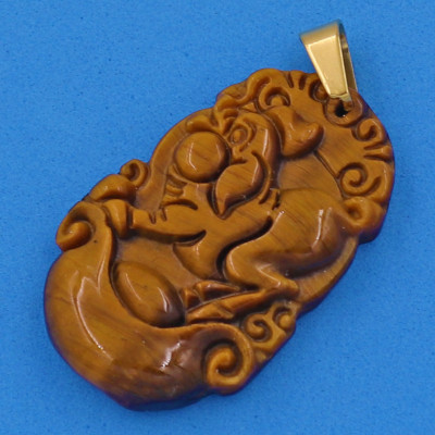 Mặt dây chuyền tuổi Hợi đá mắt hổ 3.6cm - Mặt size nhỏ - Linh Vật Tuổi Hợi