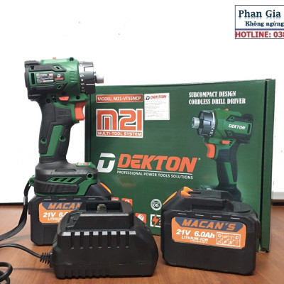 Máy Chuyên Vít Trượt Dùng Pin Dekton M21-VT55NCP, Lực Siết 55N.w, 2 Pin 15 Cell - Chân Pin Phổ Thông, Bảo Hành 12 Tháng