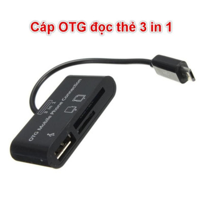 Cáp OTG đọc thẻ 3 in 1 cho Điện thoại cổng Micro USB